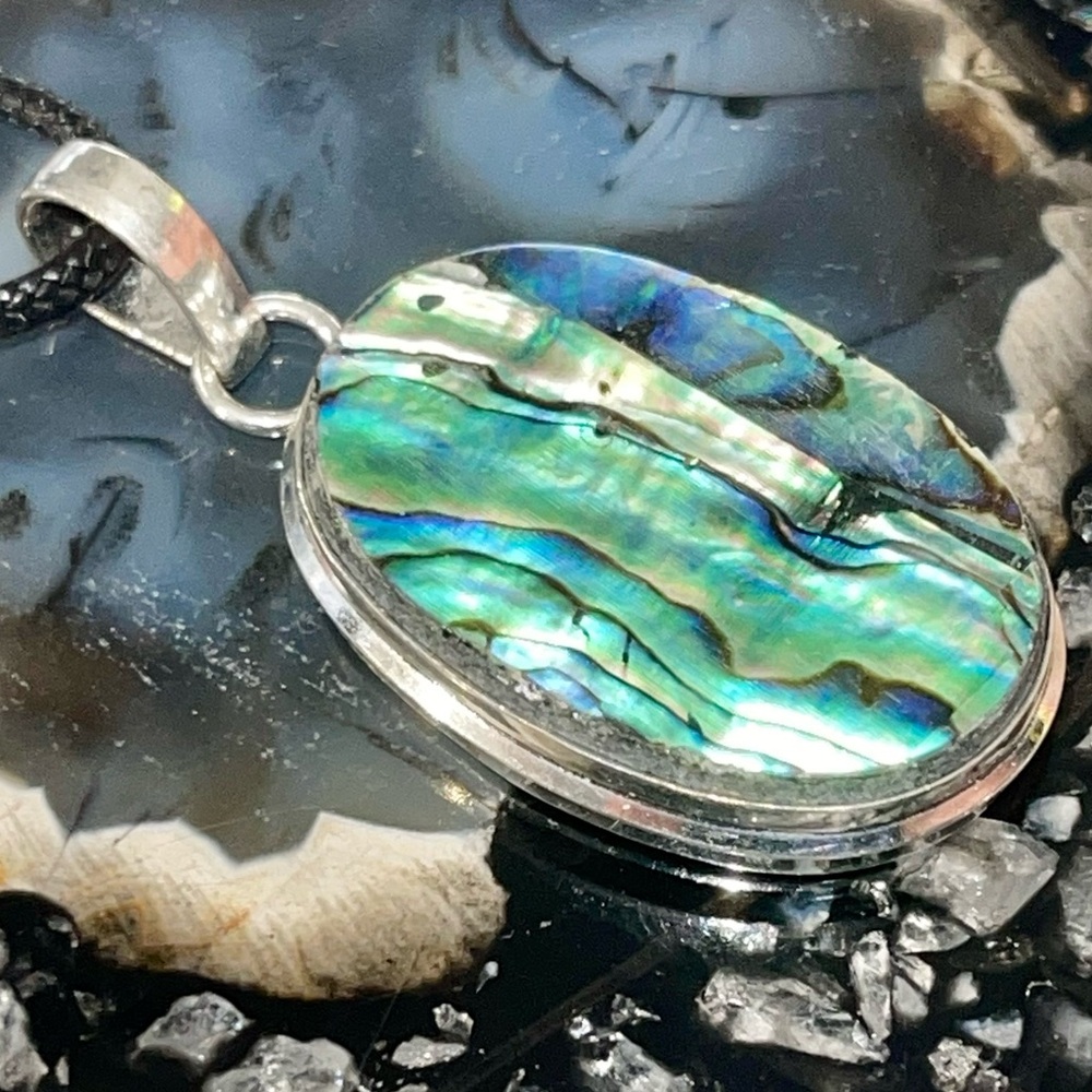 Iridescent Abalone Shell Pendant 1 7/8” - Picture 7 of 17